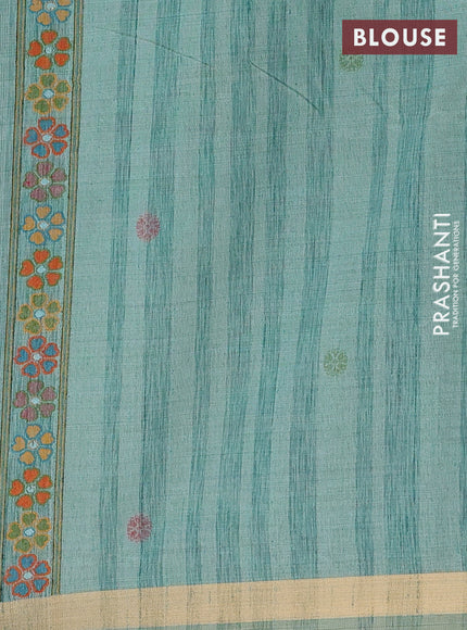Teal Green Jamdani Cotton Saree