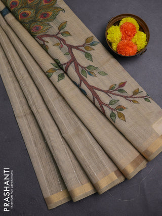 Beige Jamdani Cotton Saree
