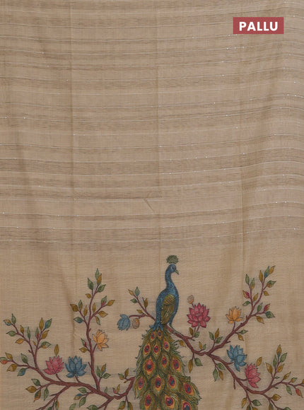 Beige Jamdani Cotton Saree