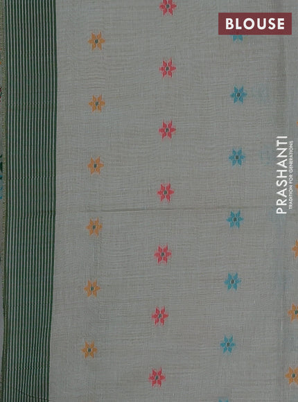 Grey & Green Jamdani Cotton Saree
