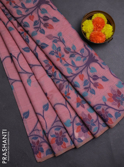 Pink Jamdani Cotton Saree