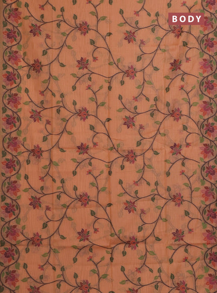 Peach Orange Jamdani Cotton Saree