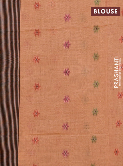 Peach Orange Jamdani Cotton Saree