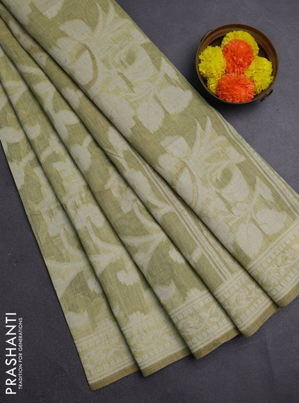 Pista Green Jamdani Cotton Saree