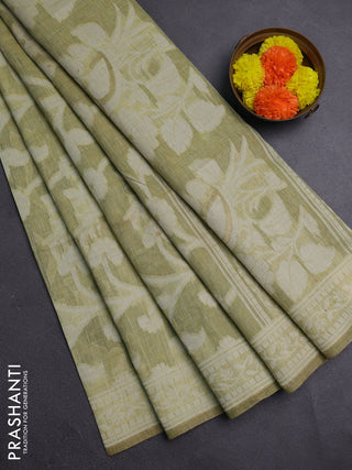 Pista Green Jamdani Cotton Saree