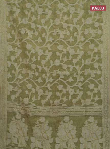 Pista Green Jamdani Cotton Saree