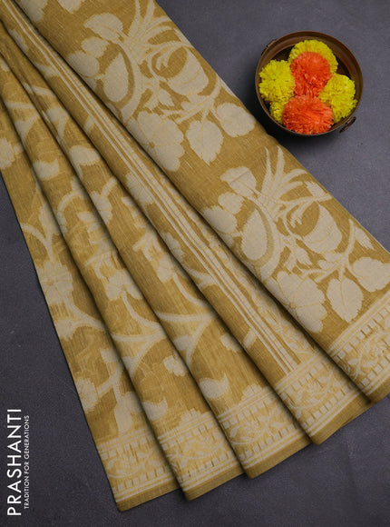 Mustard Yellow Jamdani Cotton Saree