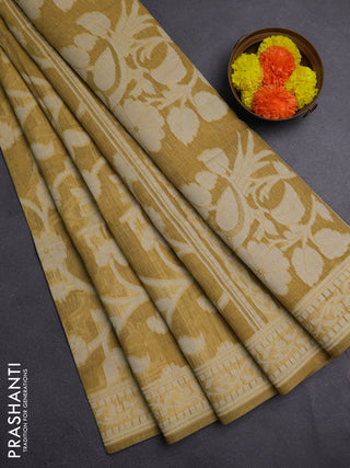 Mustard Yellow Jamdani Cotton Saree