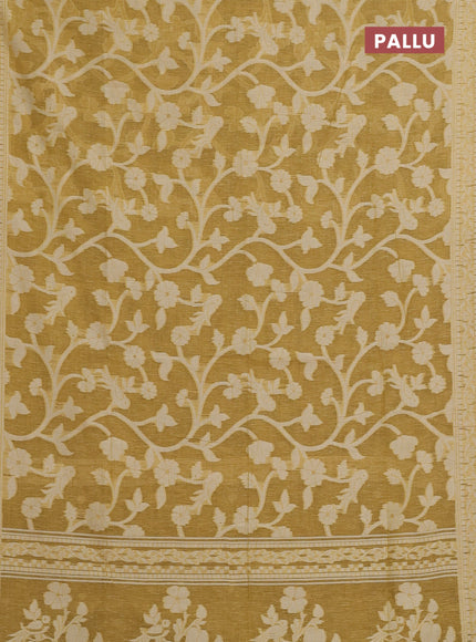 Mustard Yellow Jamdani Cotton Saree