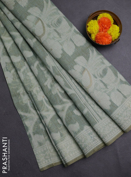 Pastel Green Jamdani Cotton Saree