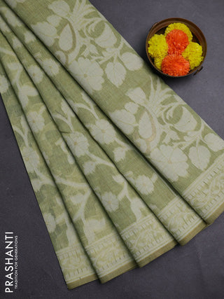 Pista Green Jamdani Cotton Saree
