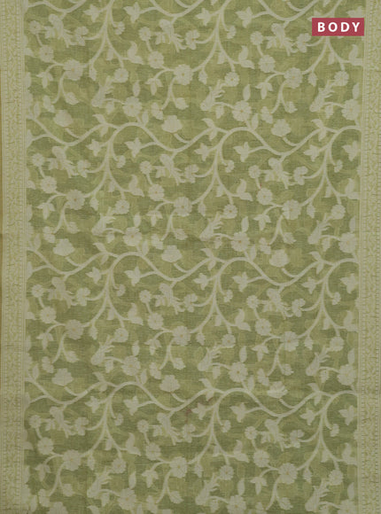 Pista Green Jamdani Cotton Saree