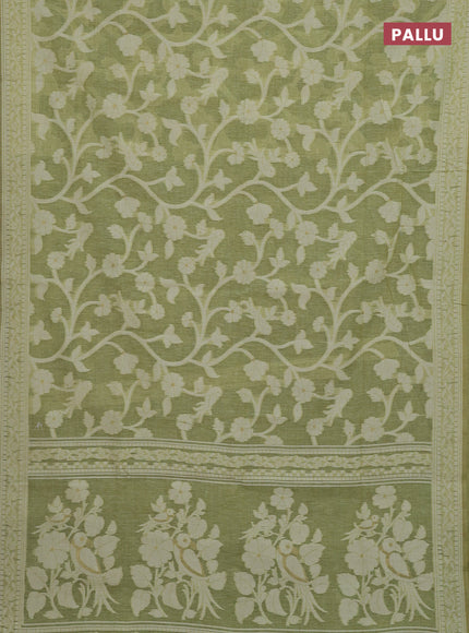 Pista Green Jamdani Cotton Saree