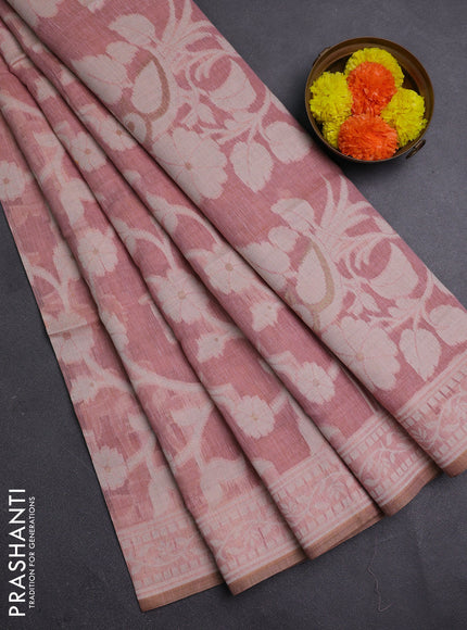Peach Pink Jamdani Cotton Saree