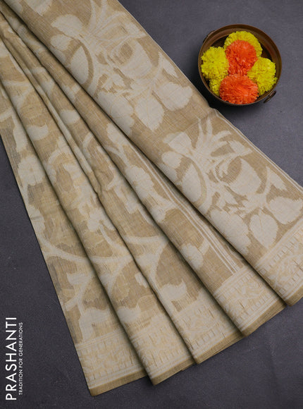 Beige Jamdani Cotton Saree
