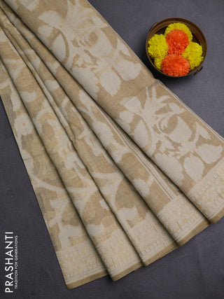 Beige Jamdani Cotton Saree