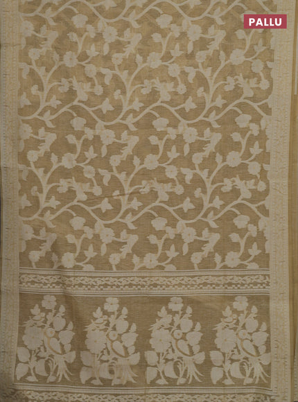 Beige Jamdani Cotton Saree