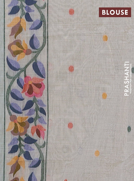 Teal & Off White Jamdani Cotton Saree