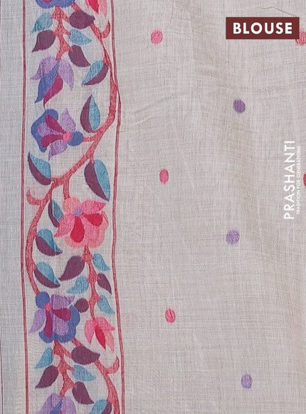 Pastel Blue & Off White Jamdani Cotton Saree