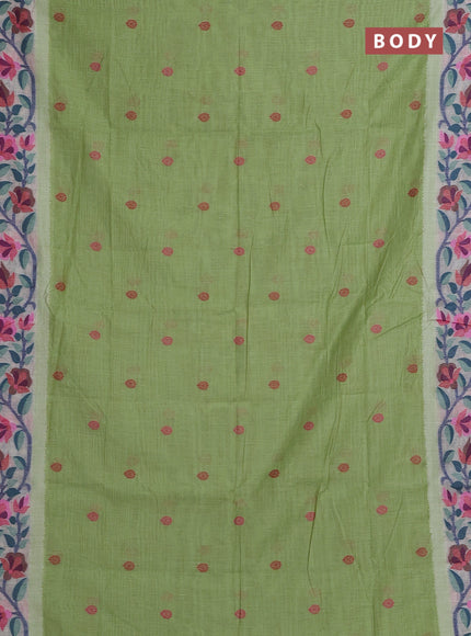 Green & Off White Jamdani Cotton Saree