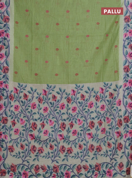 Green & Off White Jamdani Cotton Saree