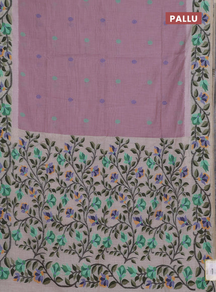 Mauve Pink & Off White Jamdani Cotton Saree