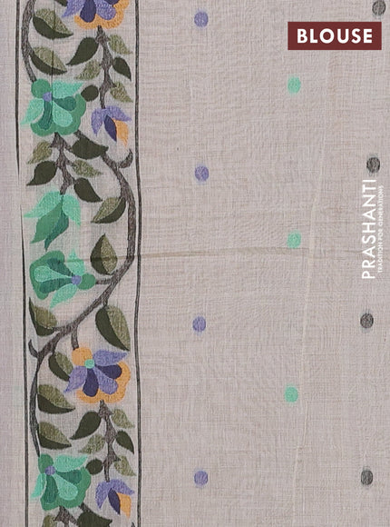 Mauve Pink & Off White Jamdani Cotton Saree