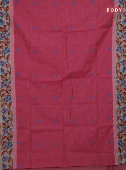 Pink & Off White Jamdani Cotton Saree