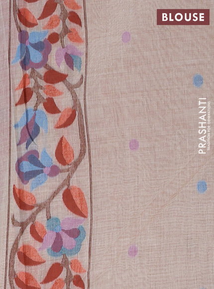 Pink & Off White Jamdani Cotton Saree