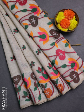 Cream Jamdani Cotton Saree
