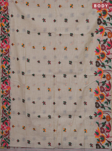 Cream Jamdani Cotton Saree