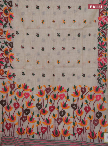Cream Jamdani Cotton Saree
