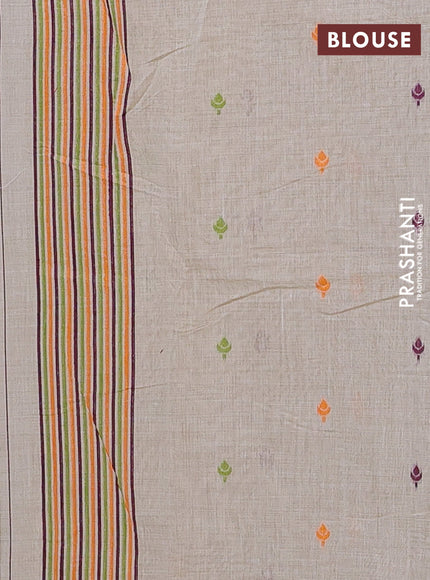 Off White & Green Jamdani Cotton Saree
