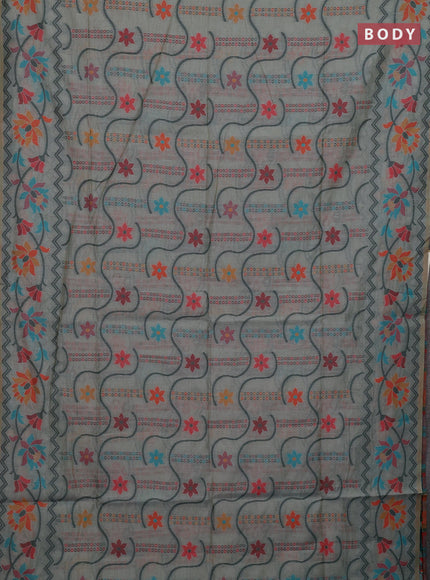 Grey & Green Jamdani Cotton Saree