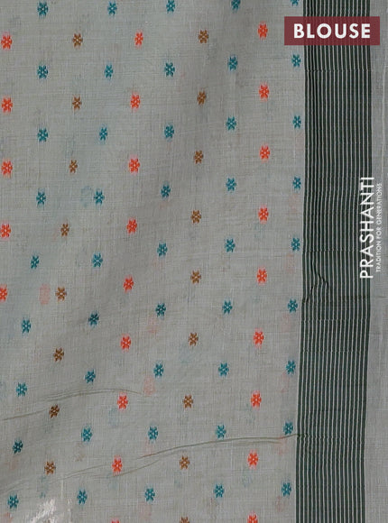 Grey & Green Jamdani Cotton Saree