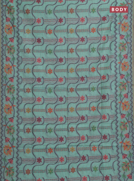 Teal Green & Wine Jamdani Cotton Saree