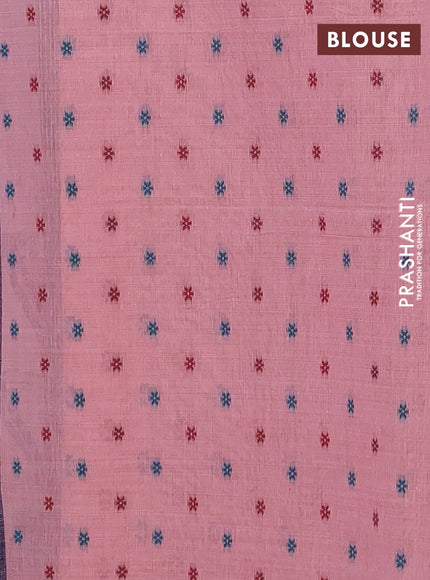 Pink & Navy Blue Jamdani Cotton Saree