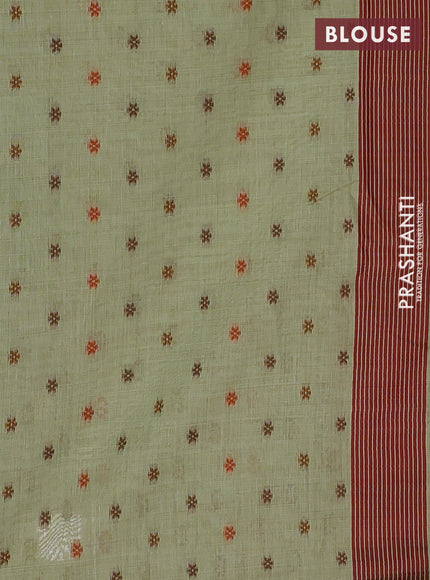 Pista Green & Maroon Jamdani Cotton Saree