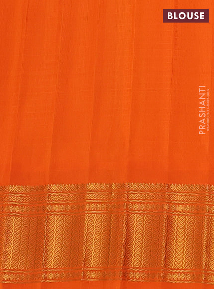 Grey & Orange Pure Gadwal Silk - Checks