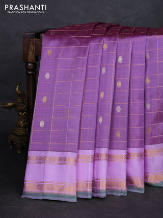 Pastel Purple & Lavender Pure Gadwal Silk - Checks