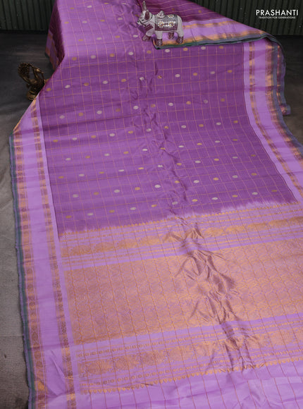 Pastel Purple & Lavender Pure Gadwal Silk - Checks