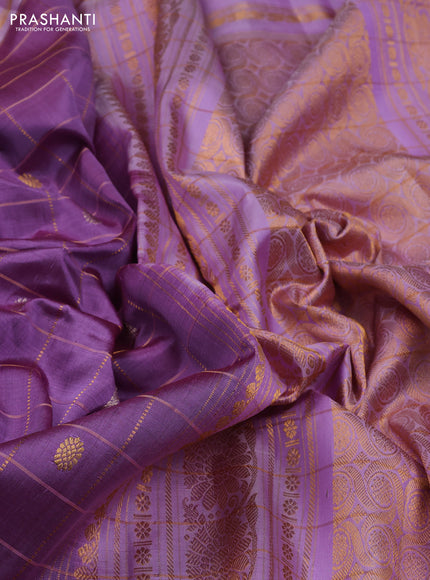 Pastel Purple & Lavender Pure Gadwal Silk - Checks