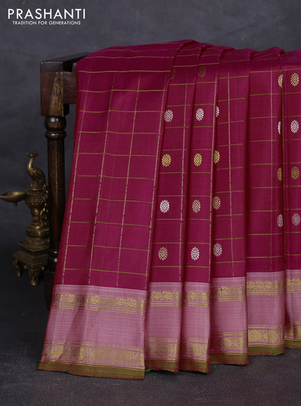 Pink & Peach Pure Gadwal Silk - Checks