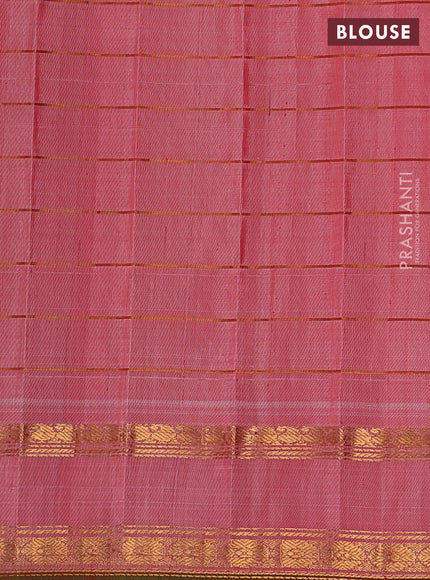 Pink & Peach Pure Gadwal Silk - Checks