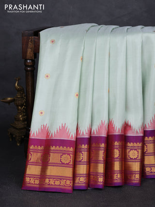 Pista Green & Purple Pure Gadwal Silk - Buttas