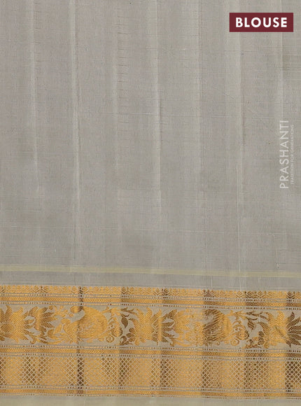 Violet & Cream Pure Gadwal Silk - Checks