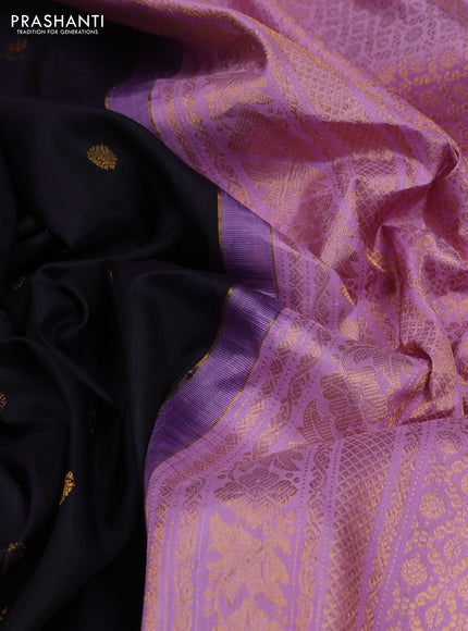 Navy Blue & Lavender Pure Gadwal Silk - Buttas