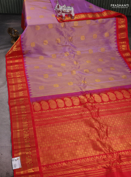 Purple & Red Pure Gadwal Silk - Buttas