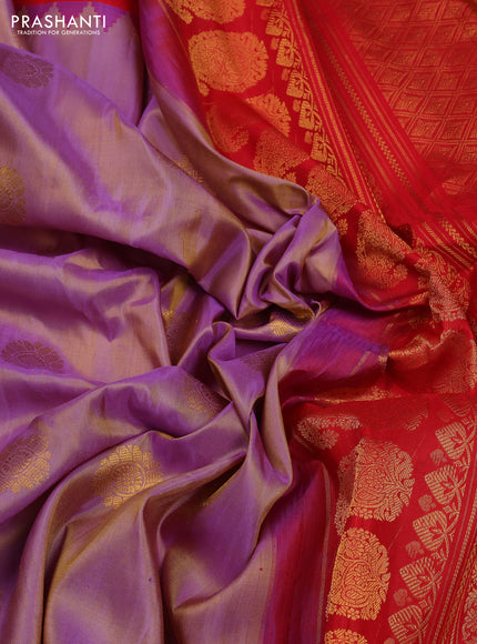 Purple & Red Pure Gadwal Silk - Buttas