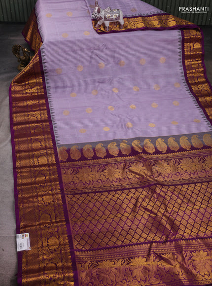 Lavender & Purple Pure Gadwal Silk - Checks